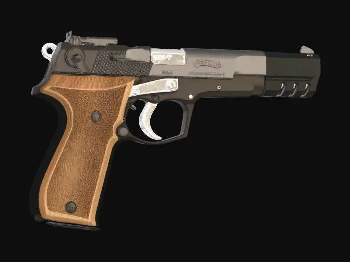 3D model for Walther 9mm pistol with wooden grip