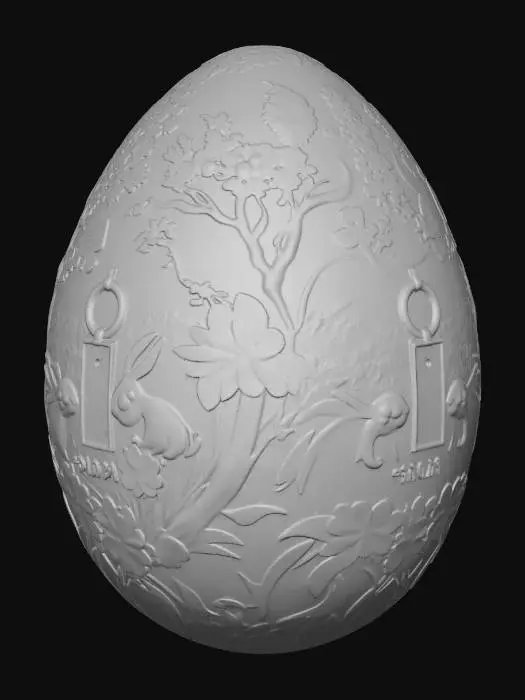 3D model for #EasterEgg2026#, "Easter Egg Hunt 2026: Imagine a truly spectacular Easter egg, not just dyed, but intricately hand-painted with miniature, vibrant spring landscapes. Picture tiny bunnies hopping through fields of shimmering dew-kissed grass, delicate butterflies with iridescent wings fluttering around blossoming cherry trees, and perhaps a hidden, sparkling golden key peeking out from behind a cluster of daffodils. The egg itself should have a subtle, pearlescent sheen, making the colors pop even more. Maybe even a tiny, almost invisible '2026' etched into a hidden corner, like a true collector's piece!"