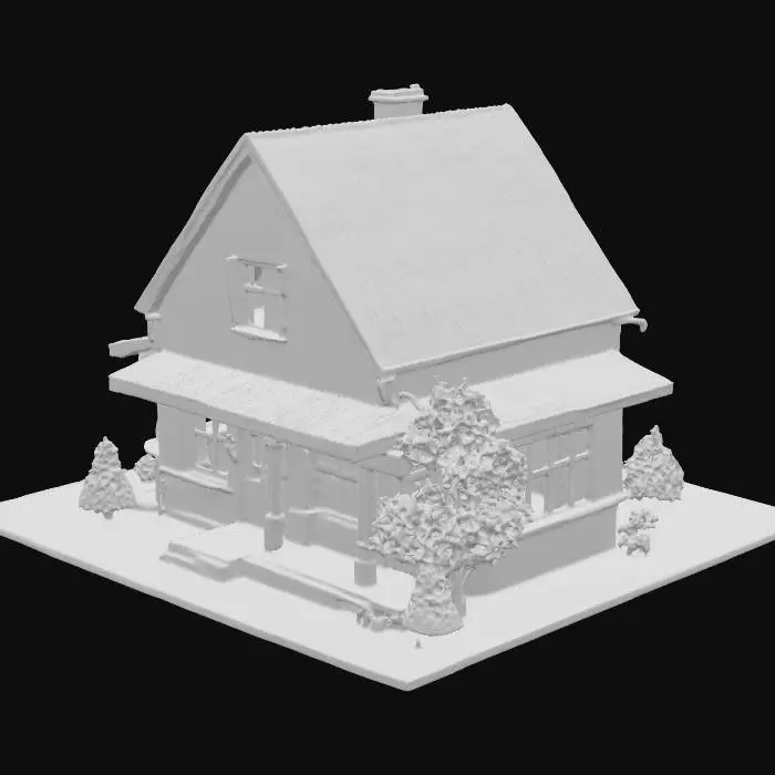 3D model for a house with a red roof