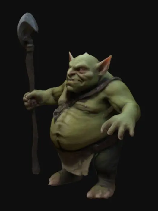 3D model for a goblin Leader, big, fat, wicked, detailed, realistic, HD.

T-Posed