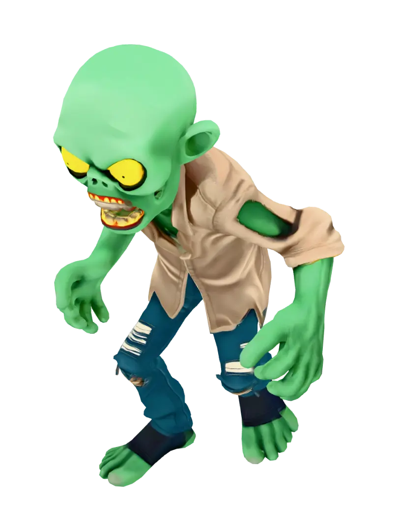 Create a stylized low poly 3D zombie for a game, inspired by classic casual zombie… - Uv 3D model, vytvořený pomocí AI