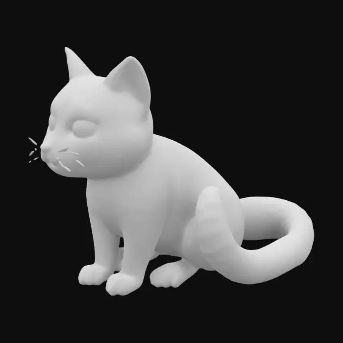 3D model for Cat, white, cute, sitting, model