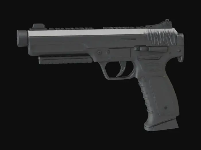 3D model for a bullpup machine pistol with a p90 style magazine on the left side