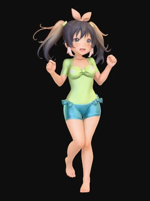 3D model for Маленькая аниме школьница в купальнике