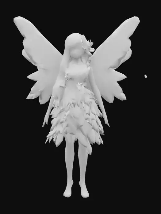 3D model for Hada femenina de cuerpo entero, con alas y todo superrealista y con todos los detalles posibles