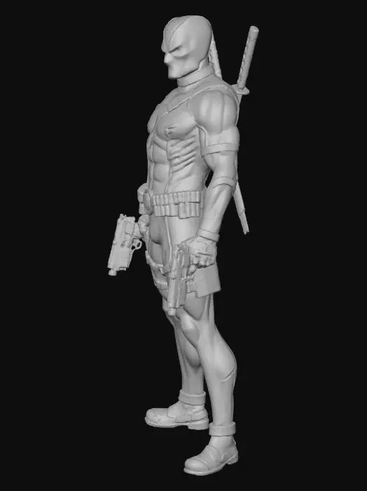 3D model for Ultra realista Deadpool con las katanas en la espalda y las pistolas en las manos