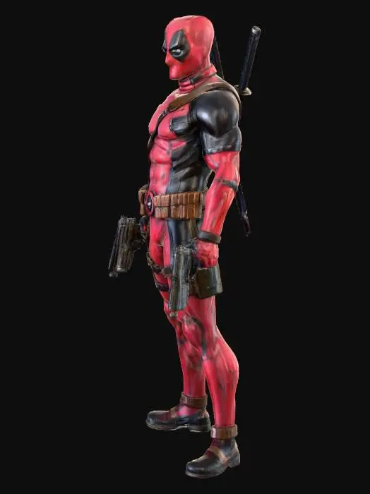 3D model for Ultra realista Deadpool con las katanas en la espalda y las pistolas en las manos