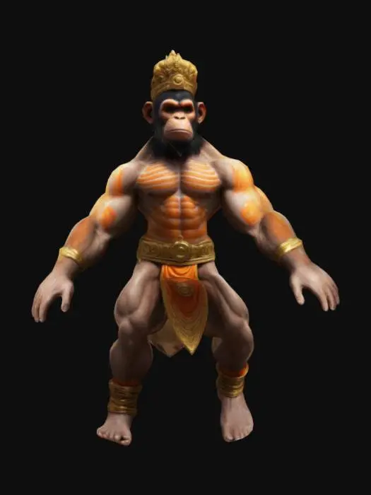 3D model for Generate a muscular strong Monkey King Hanuman, make him T-Pose