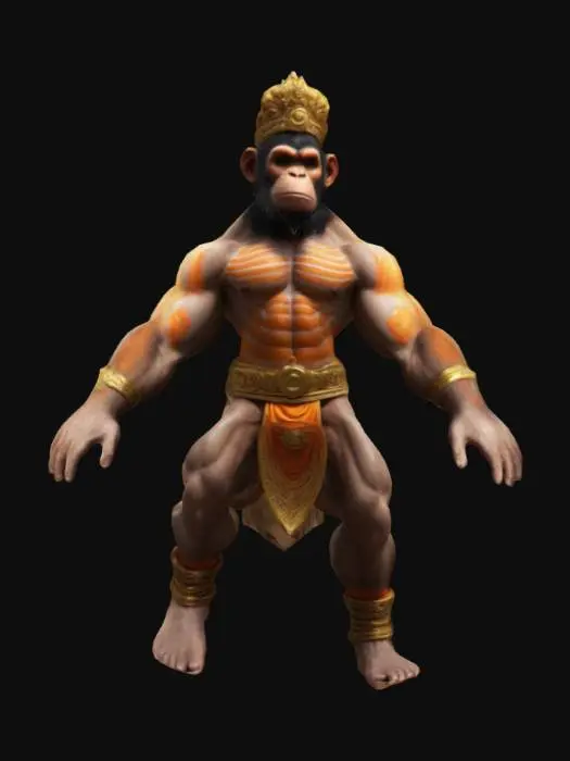 3D model for Generate a muscular strong Monkey King Hanuman, make him T-Pose