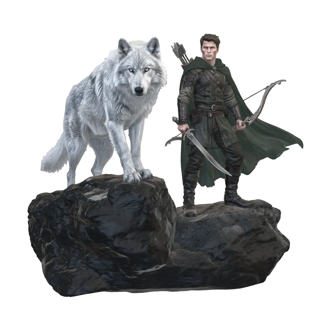 Ahren & Culhen - Battlepose 3D model, vytvořený pomocí AI