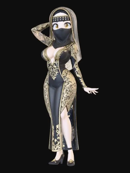 3D model for Veiled Elegance