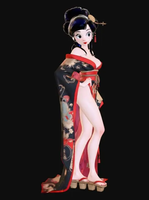 3D model for Crimson Silk Kimono