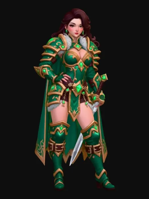 3D model for Emerald Female Fantasy Ranger