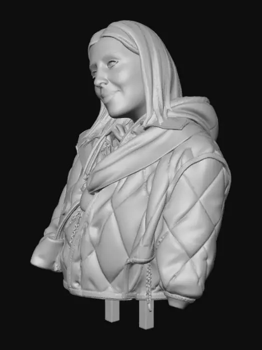 3D model for Smiling Selfie in Striped Coat