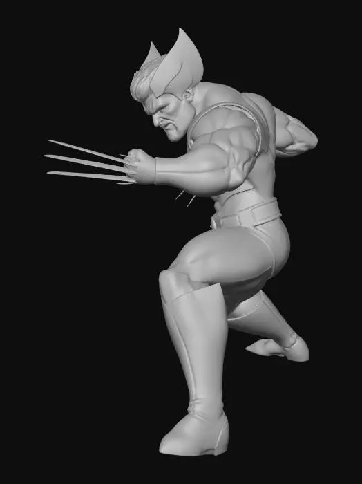 3D model for Create Wolverine in a fighting stance.
