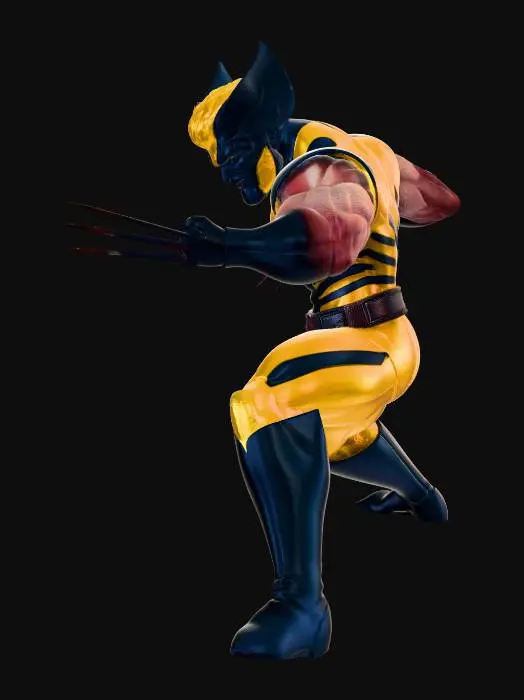 3D model for Create Wolverine in a fighting stance.
