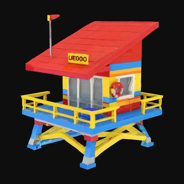 3D model for [Miami], Miami beach colorful Lifeguard house made of lego bricks, #AroundTheWorld#