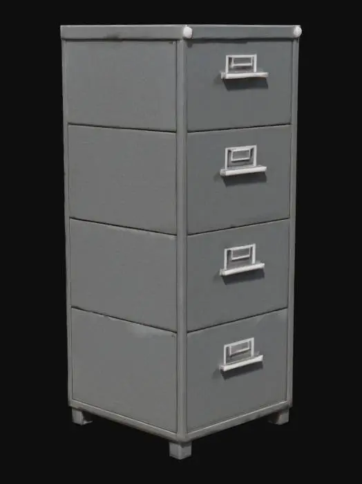 3D model for four drawer metal filing cabinet