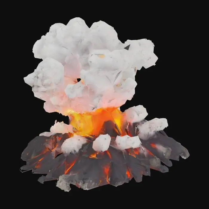 3D model for sadece volkandan çıkan patlama olsun. Sadece ama sadece dumanı oluştur