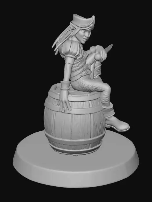 3D model for Elven Pirate on a Barrel