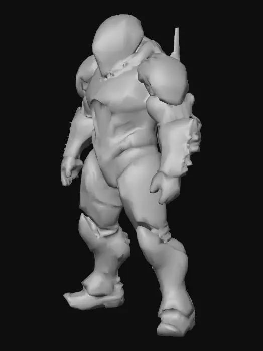3D model for An armored Actegarianer, Sci-Fi, A-pose, Ultra Realistic