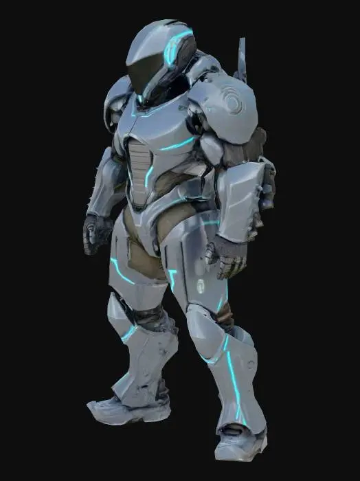 3D model for An armored Actegarianer, Sci-Fi, A-pose, Ultra Realistic