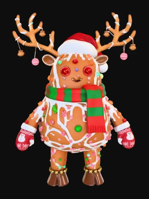 3D model for Gingerbread Reindeer Festivity
