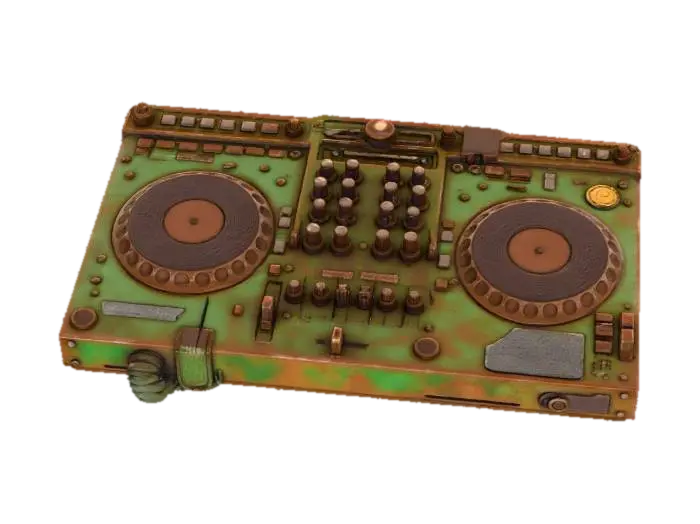 Post-DJ-Mixer 3D model, vytvořený pomocí AI