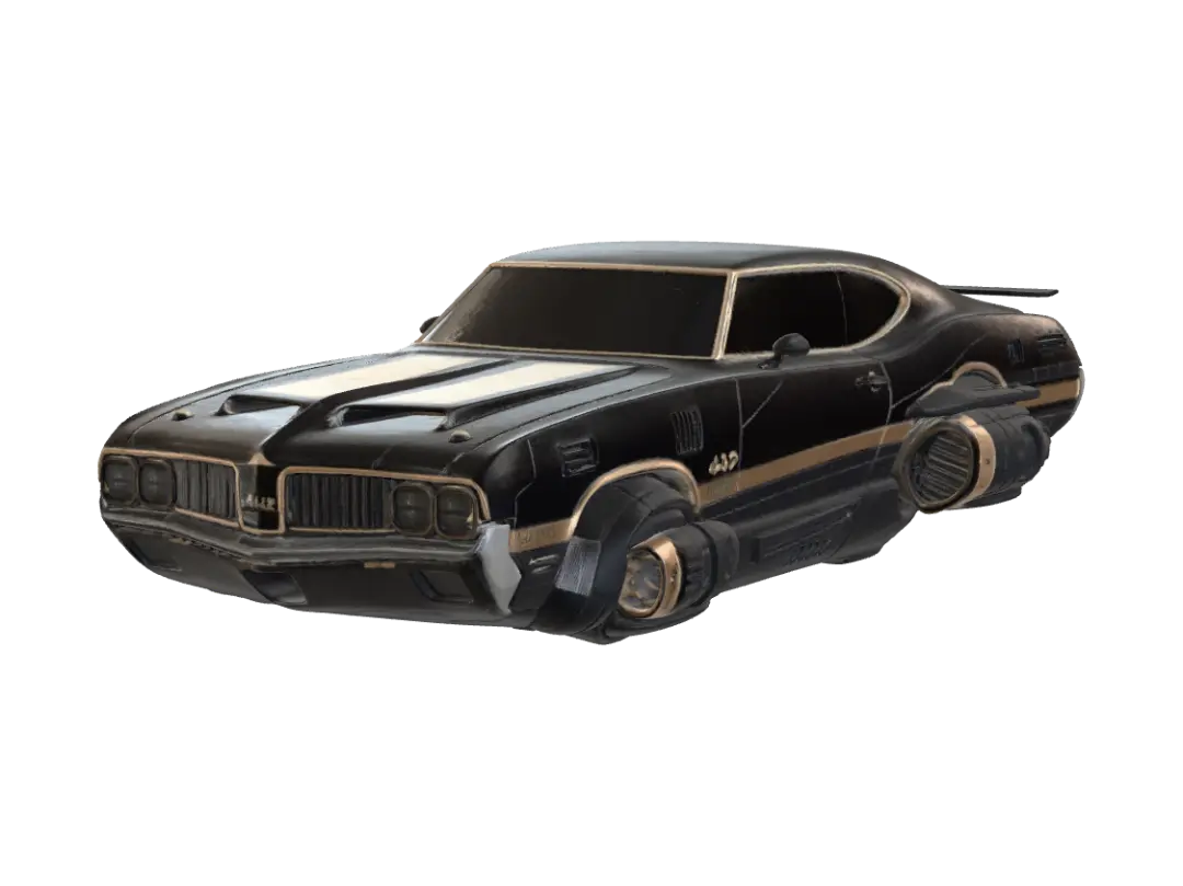 Midnight 442 Copper-Stripe Muscle Car - Racecar 3D model, vytvořený pomocí AI