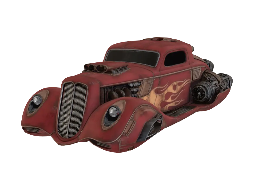 Crimson Flame Dragster - Racecar 3D model, vytvořený pomocí AI