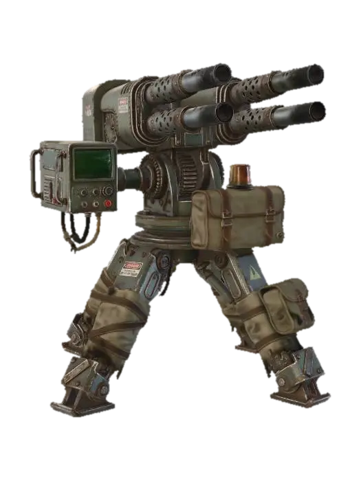 3D-модель Three-Barrel Tripod Cannon, згенерована ШІ