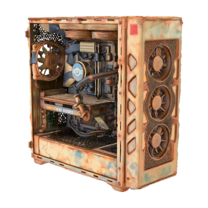 Post-GamingPC - Computer 3D model, vytvořený pomocí AI