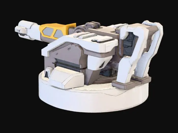 3D model for Sci‑Fi Turret on Circular Base