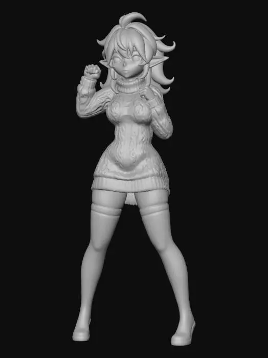 3D model for Elf Girl in Beige Knit Dress