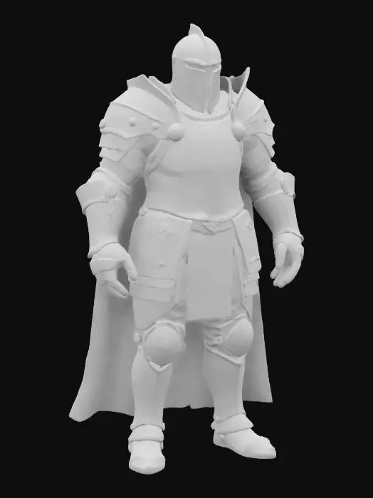 3D model for bana ağır zırhlı silahsız ve kalkansız pelerinsiz iri ve kaslı şovalye karakteri oluştur karakter tam plaka zırh giymeli ve silahları ve kalkanı olmamalı kaskıda greathelm tarzında olmalı 


