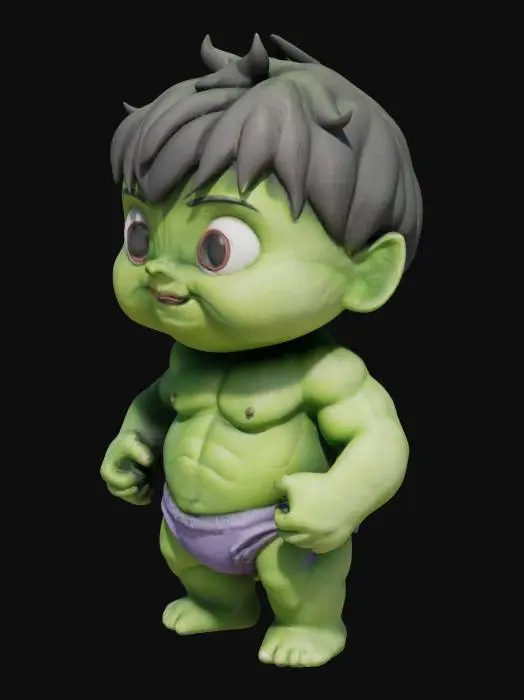 3D model for hulk baby, detailed, estilizado
