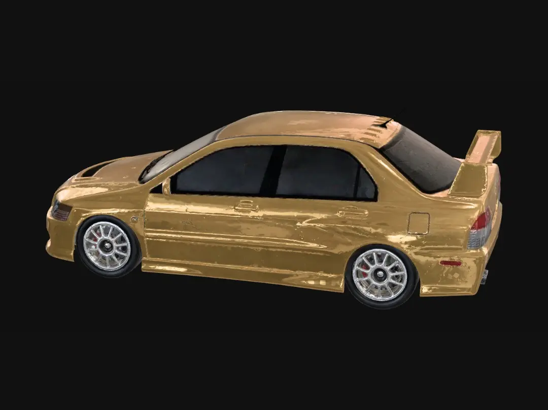3D model for Golden Racing Sedan with Rear Wing