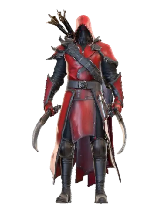 diablo oyun tarzında bir avcı karakter. Karakter Kan avcısı olacak 3D model, vytvořený pomocí AI