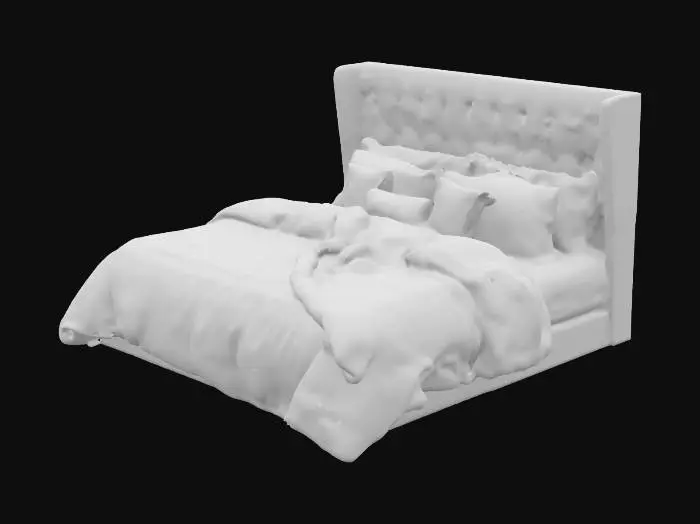3D model for bed with pillows and duvet