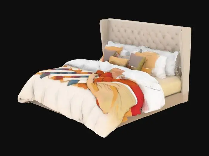 3D model for bed with pillows and duvet