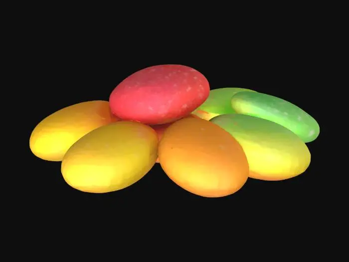 3D model for colorful gumdrop with sugar coating, small rounded shape, soft texture
