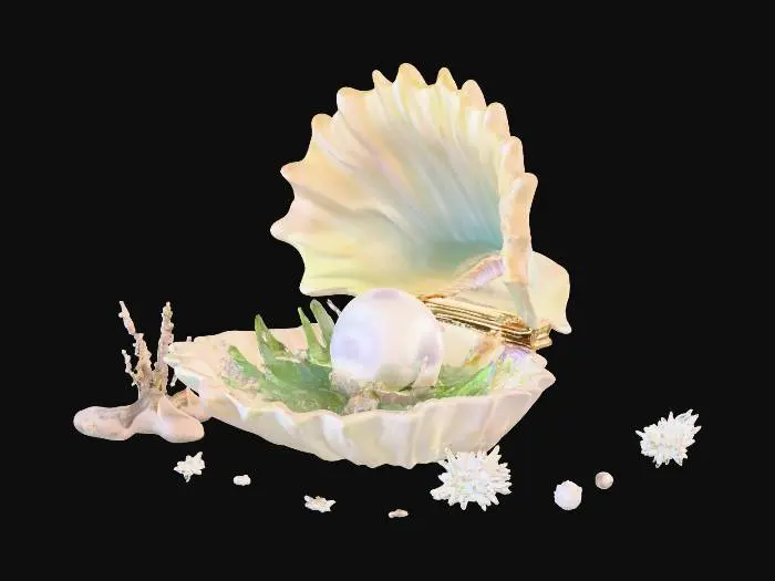3D model for opened sea clam with a pearl