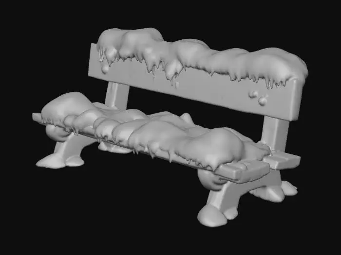 3D model for bench covered with snow