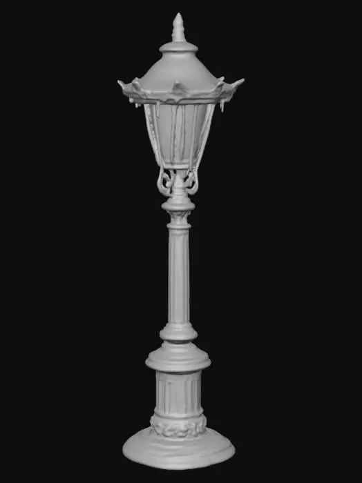3D model for vintage street lamp covered with snow