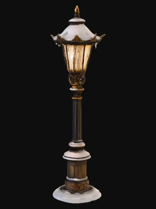 3D model for vintage street lamp covered with snow