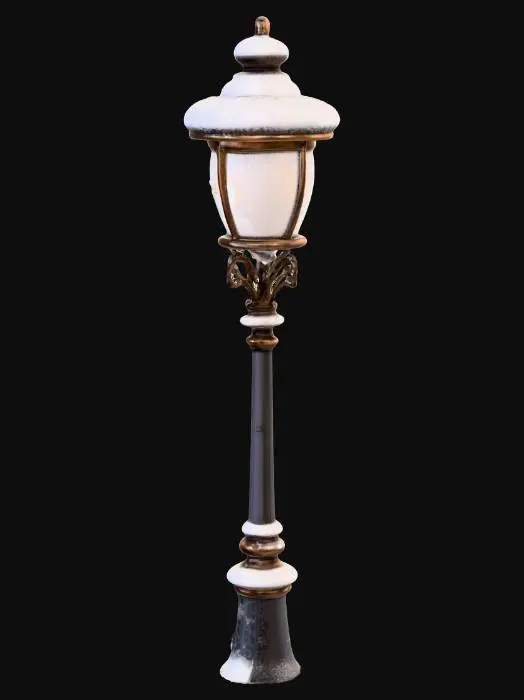 3D model for vintage street lamp covered with snow