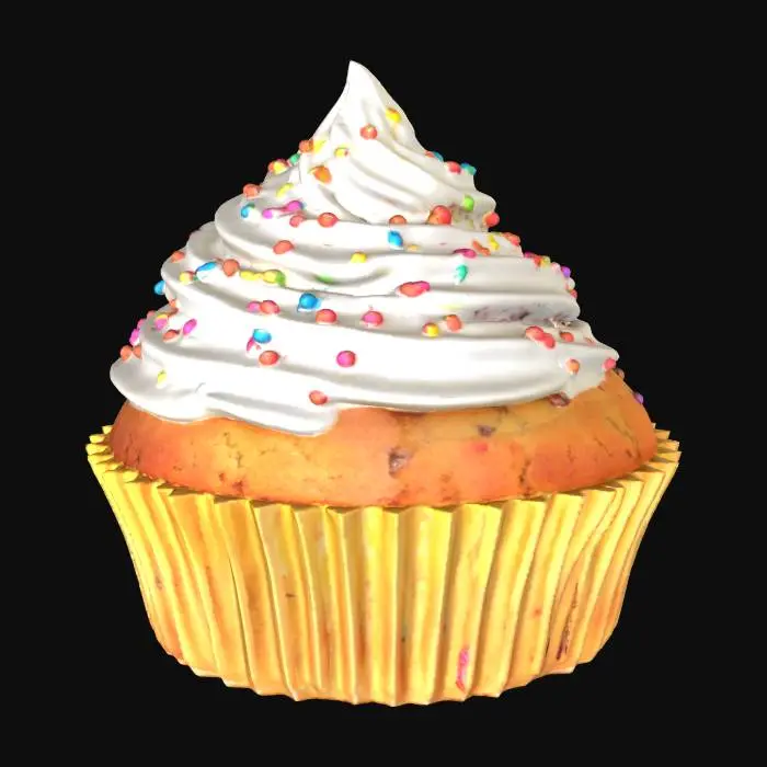3D model for muffin with cream topping and sprinkles