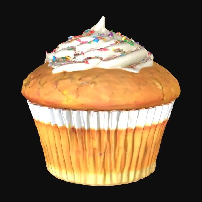 3D model for muffin with cream topping and sprinkles