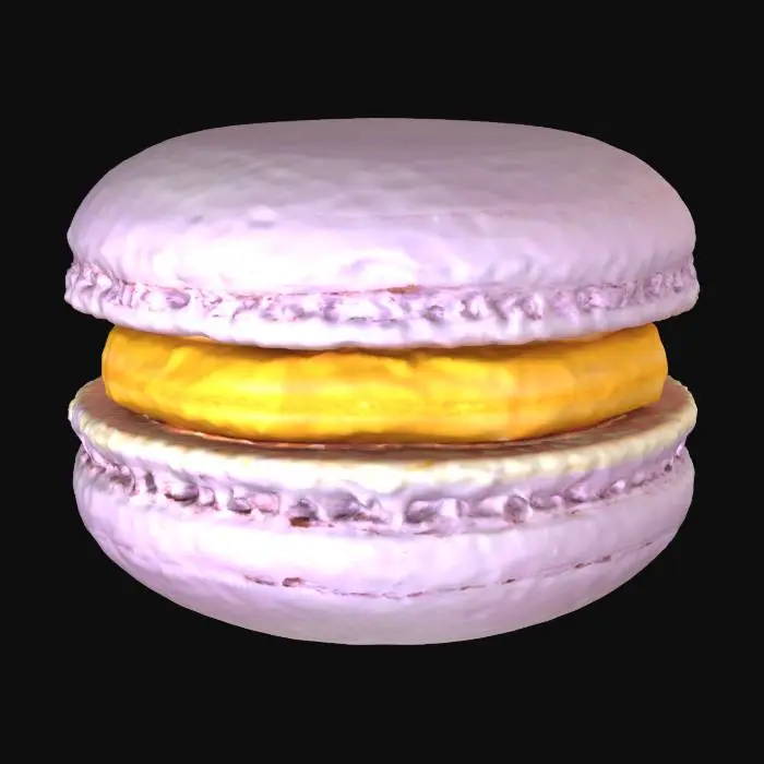 3D model for pastel-colored single macaron with cream filling