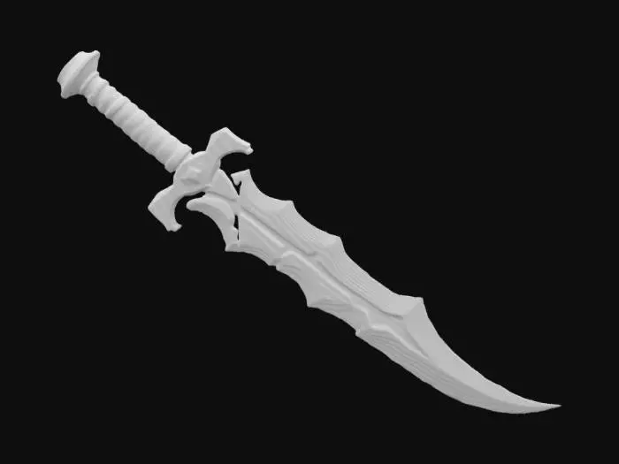 3D model for kalın, uzun, sivri, bıçak, çift, elemental, karanlık